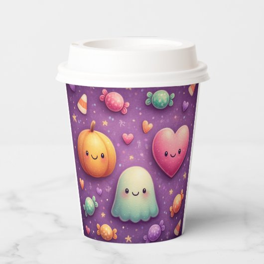 Cute Kawaii Halloween Paper Cups Papieren Bekers (Achterkant)