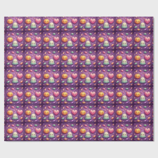 Cute Kawaii Halloween Wrapping Paper Cadeaupapier (Vlak)