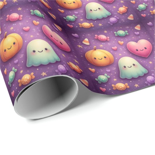 Cute Kawaii Halloween Wrapping Paper Cadeaupapier (Rol Hoek)
