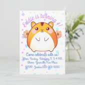 Cute Kawaii Hamster Birthday Uitnodiging (Staand voorkant)