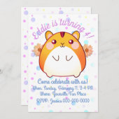Cute Kawaii Hamster Birthday Uitnodiging (Voorkant / Achterkant)