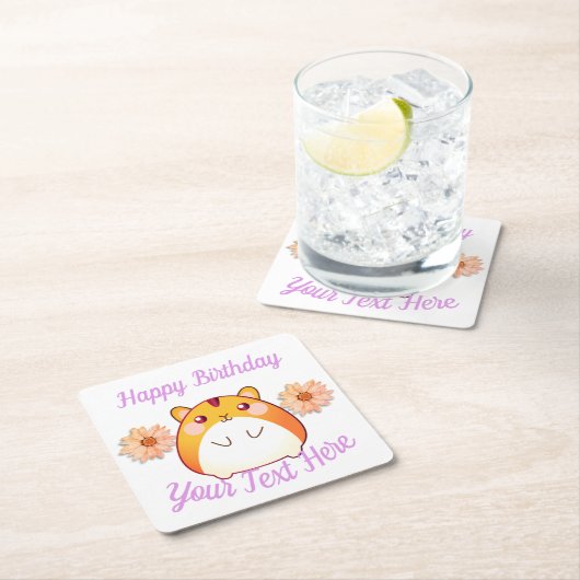 Cute Kawaii Hamster Custom Kartonnen Onderzetters (Insitu)