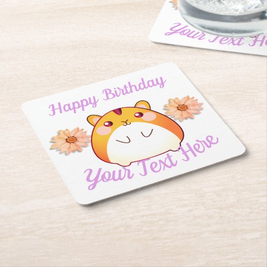 Cute Kawaii Hamster Custom Kartonnen Onderzetters (Schuin)