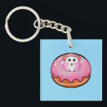 Cute Kawaii Hamster in Pink Frosted Donut Art Sleutelhanger<br><div class="desc">Satisfy your sweet tooth with this incredibly cute hamster and donut design! The artwork showcases a cheerful little hamster peeking out from the hole of a huge, glossy pink donut complete with colorful sprinkles. This fun, kawaii-style illustration is perfect for children's clothing, sweet birthday party invitations, cute stickers, or as...</div>