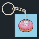 Cute Kawaii Hamster in Pink Frosted Donut Art Sleutelhanger<br><div class="desc">Satisfy your sweet tooth with this incredibly cute hamster and donut design! The artwork showcases a cheerful little hamster peeking out from the hole of a huge, glossy pink donut complete with colorful sprinkles. This fun, kawaii-style illustration is perfect for children's clothing, sweet birthday party invitations, cute stickers, or as...</div>