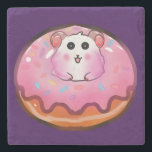 Cute Kawaii Hamster in Pink Frosted Donut Art Stenen Onderzetter<br><div class="desc">Satisfy your sweet tooth with this incredibly cute hamster and donut design! The artwork showcases a cheerful little hamster peeking out from the hole of a huge, glossy pink donut complete with colorful sprinkles. This fun, kawaii-style illustration is perfect for children's clothing, sweet birthday party invitations, cute stickers, or as...</div>