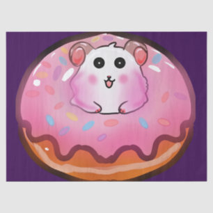 Cute Kawaii Hamster in Roze Glazuur Donut Kunst Tissuepapier