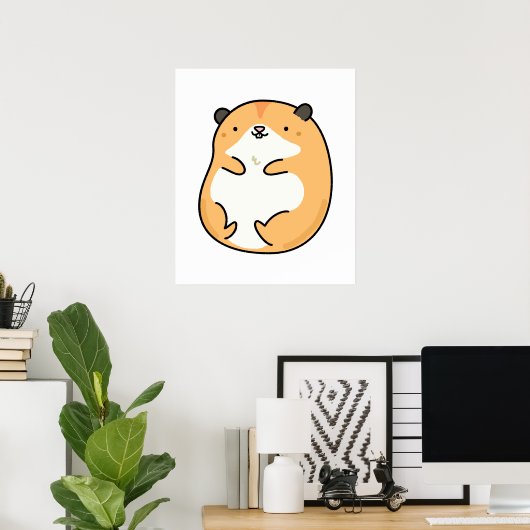 Cute Kawaii Hamster Poster (Thuiskantoor)