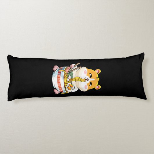 Cute Kawaii Hamster Ramen Anime Lichaamskussen (Achterkant)