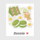 Cute Kawaii Hand-Drawn Matcha Sweets Sticker (Vel)