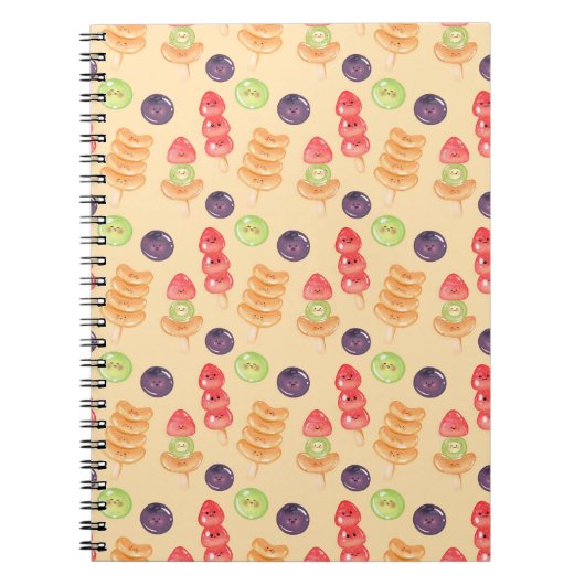 Cute Kawaii Hand-drawn Tanghulu Seamless Pattern Notitieboek (Voorkant)