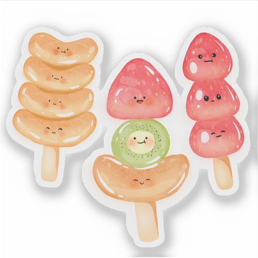 Cute Kawaii Hand-drawn Tanghulu Sticker (Voorkant)