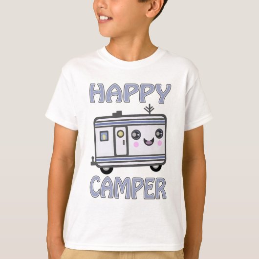Cute Kawaii Happy Camper Trailer Kind T-Shirt (Voorkant)