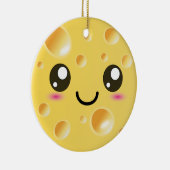 Cute Kawaii Happy Cheese Keramisch Ornament (Rechts)