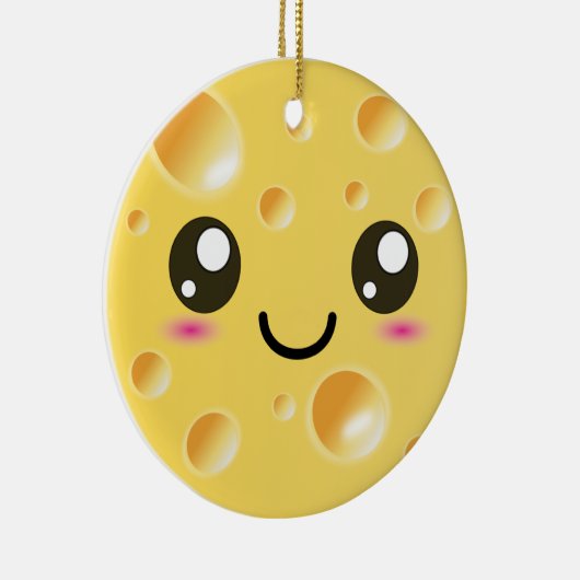 Cute Kawaii Happy Cheese Keramisch Ornament (Rechts)