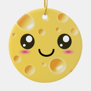 Cute Kawaii Happy Cheese Keramisch Ornament