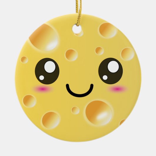 Cute Kawaii Happy Cheese Keramisch Ornament (Voorkant)