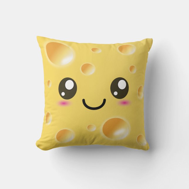Cute Kawaii Happy Cheese Kussen (Voorkant)
