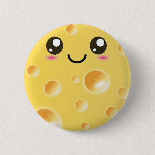 Cute Kawaii Happy Cheese Ronde Button 5,7 Cm (Voorkant)