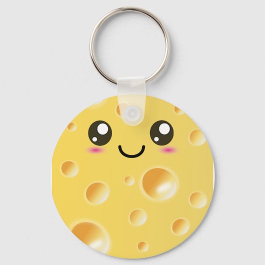 Cute Kawaii Happy Cheese Sleutelhanger (Voorkant)