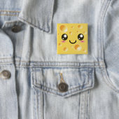 Cute Kawaii Happy Cheese Vierkante Button 5,1 Cm (In situ)