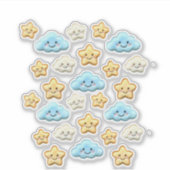 Cute Kawaii Happy Clouds & Stars Aesthetic Planner Sticker (Voorkant)