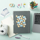 Cute Kawaii Happy Clouds & Stars Aesthetic Planner Sticker (iPad Cover)