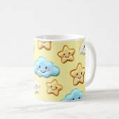Cute Kawaii Happy Clouds & Stars Pattern Baby Koffiemok (Voorkant rechts)