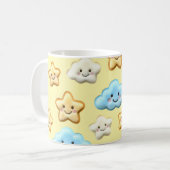 Cute Kawaii Happy Clouds & Stars Pattern Baby Koffiemok (Voorkant links)