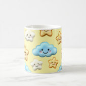 Cute Kawaii Happy Clouds & Stars Pattern Baby Koffiemok (Center)