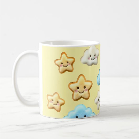 Cute Kawaii Happy Clouds & Stars Pattern Baby Koffiemok (Links)