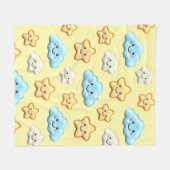 Cute Kawaii Happy Clouds & Stars Pattern Baby Nurs Fleece Deken (Voorkant (Horizontaal))