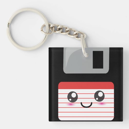 Cute / Kawaii Happy-diskette Sleutelhanger (voorkant)