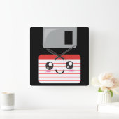 Cute / Kawaii Happy-diskette Vierkante Klok (Huis)
