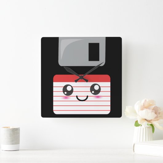 Cute / Kawaii Happy-diskette Vierkante Klok (Huis)
