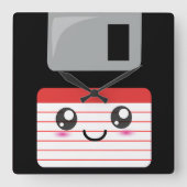 Cute / Kawaii Happy-diskette Vierkante Klok (Voorkant)