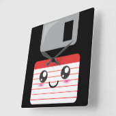 Cute / Kawaii Happy-diskette Vierkante Klok (Hoek)