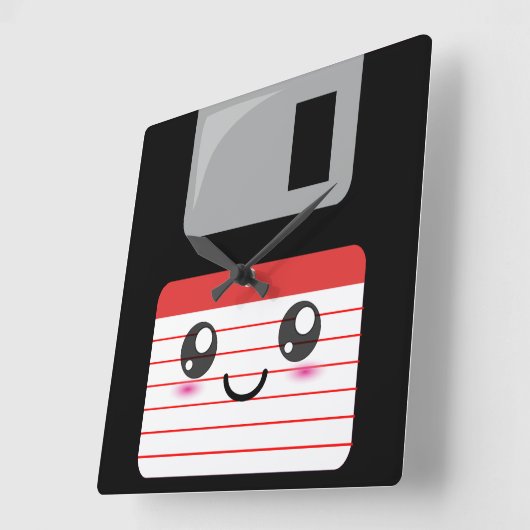 Cute / Kawaii Happy-diskette Vierkante Klok (Hoek)