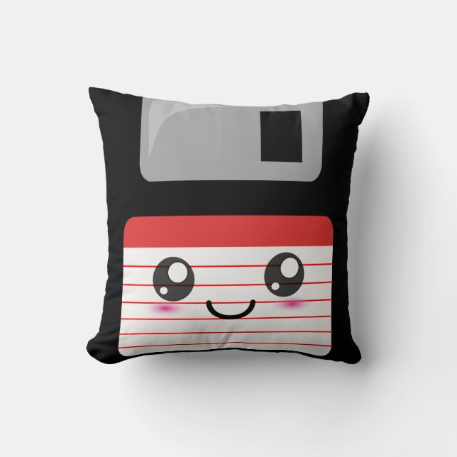 Cute / Kawaii Happy-diskettestation Kussen (Voorkant)