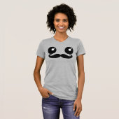 Cute Kawaii Happy Face Mustache T-Shirt (Voorkant volledig)
