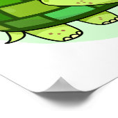 Cute Kawaii Happy Green Tortoise Poster (Hoek)