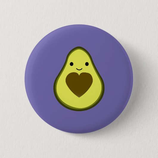 Cute Kawaii Happy Love Avocado Ronde Button 5,7 Cm (Voorkant)
