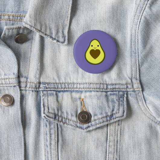 Cute Kawaii Happy Love Avocado Ronde Button 5,7 Cm (In situ)