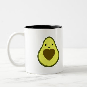 Cute Kawaii Happy Love Avocado Tweekleurige Koffiemok