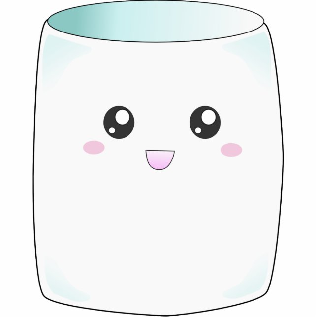 Cute kawaii happy marshmallow sculptuur staand fotobeeldje  (Voorkant)