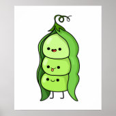 Cute Kawaii Happy Peas Poster (Voorkant)