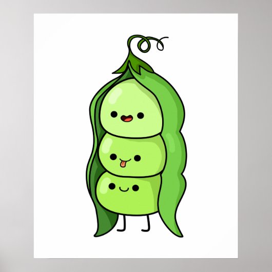 Cute Kawaii Happy Peas Poster (Voorkant)