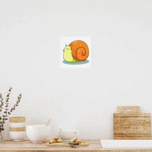 Cute Kawaii Happy Snail Poster (Keuken)