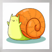 Cute Kawaii Happy Snail Poster (Voorkant)