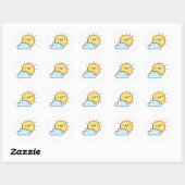 Cute Kawaii Happy Sun Ronde Sticker (Vel)